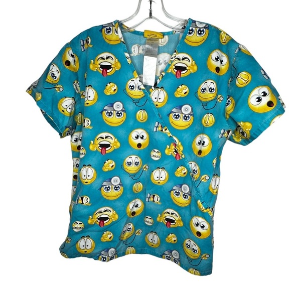 Scrub Central Smiley Faces Scrub Shirt - Picture 1 of 5